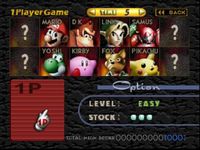 une photo d'Ã©cran de Super Smash Bros sur Nintendo 64